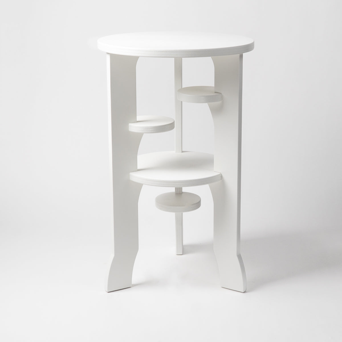 White side table on a white background